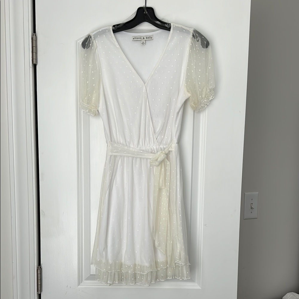 Belk White Sheer Polka Dot Midi Dress